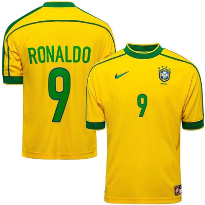 BRÉSIL MAILLOT RETRO DOMICILE COUPE DU MONDE 1998 RONALDO 9