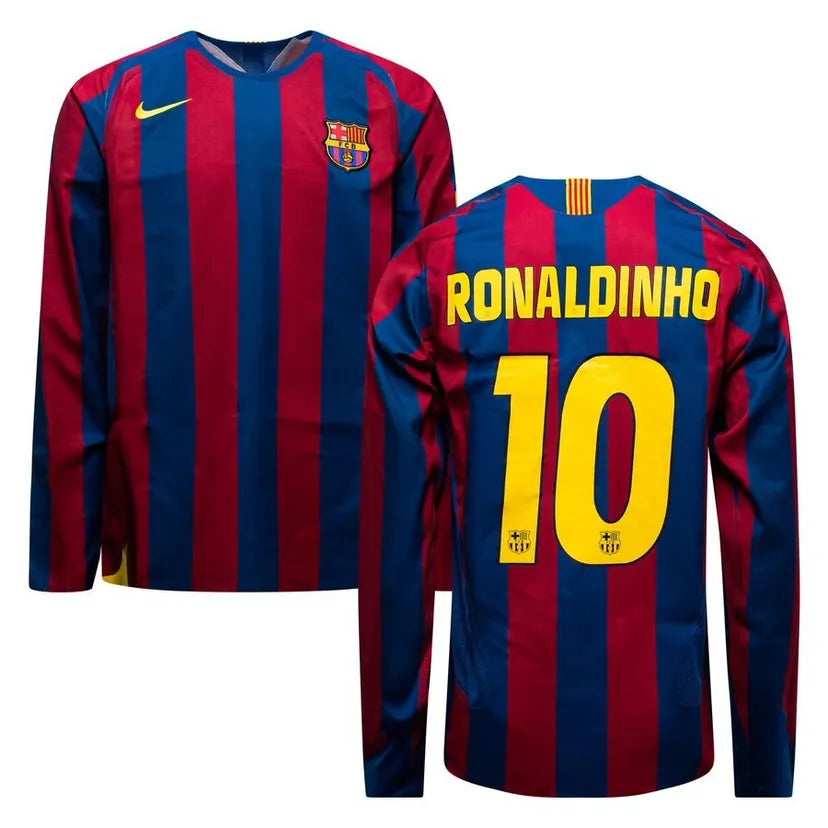 FC BARCELONE MAILLOT DOMICILE 2005/06 RONALDINHO 10 MANCHES LONGUES