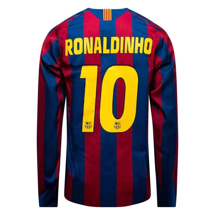FC BARCELONE MAILLOT DOMICILE 2005/06 RONALDINHO 10 MANCHES LONGUES